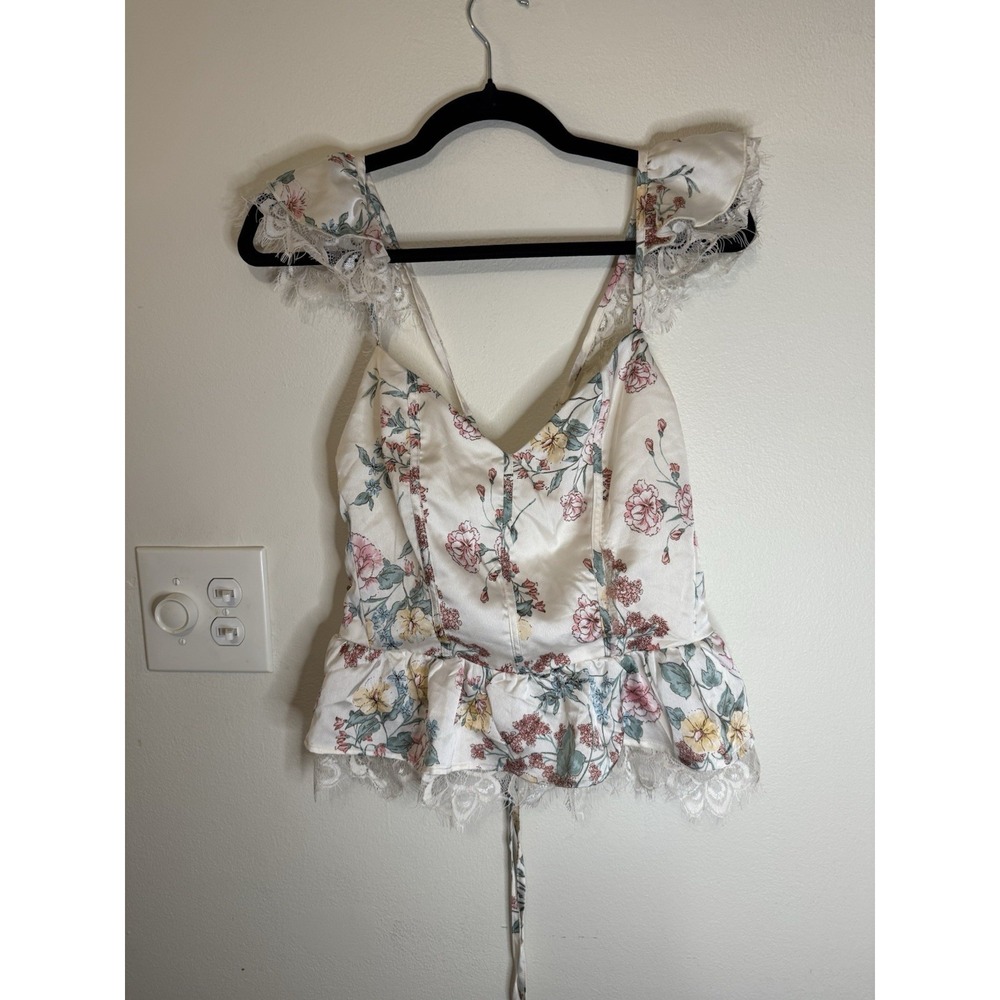 Willow & Root Buckle Floral Satin‎ Lace Blouse Size XL NWT